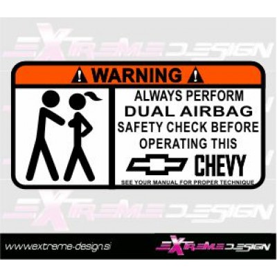 Nalepka Warning -always perform dual airbag