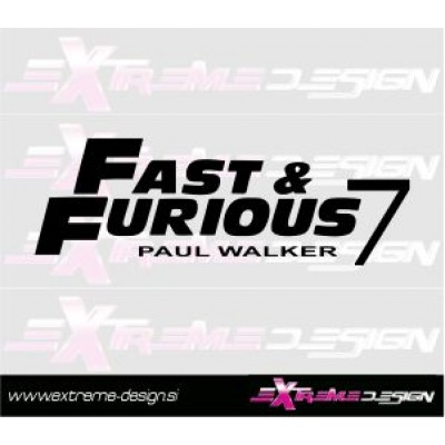 Nalepka Fast and furious 7- Paul Walker